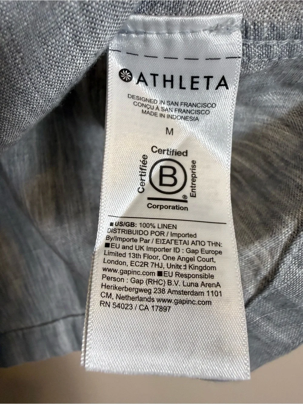 Athleta Gray 100% Linen Short-Sleeve Cropped Button Shirt
